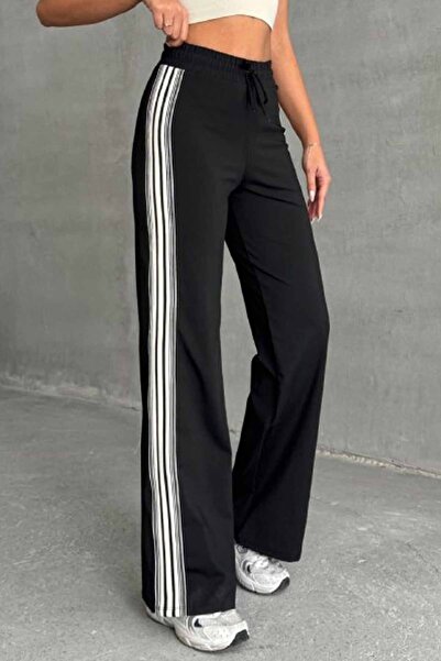 vynor atelier Women's Striped Detail High Waist Wide Leg Sweatpants - Retro S...