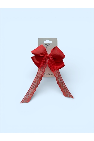 Blotch 2-Piece Lace Guipure Double Bow Red Color Buckle with Automatic Clip o...