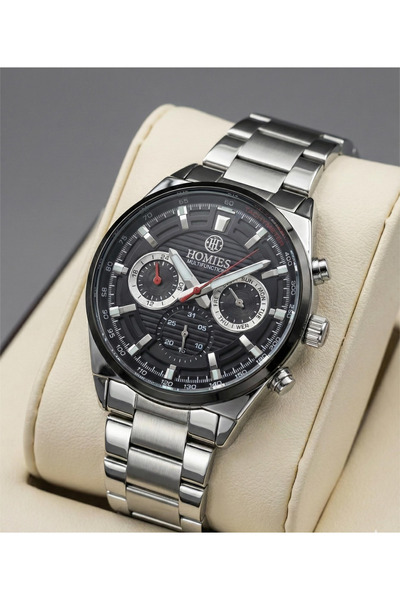 Homies ساعة يد رجالية بسوار فولاذي هدية للمناسبات الخاصة مقاس 43 ملم