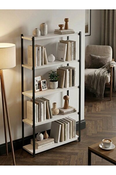 Pratico Orion 5 Raflı Metal Çok Amaçlı Kitaplık Beyaz