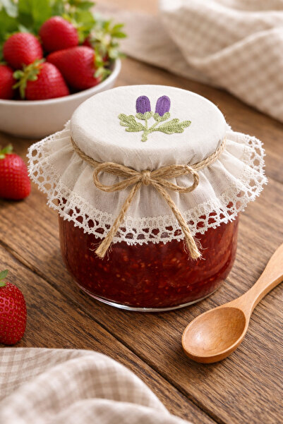 FIRAT RİZE BEZLERİ Lace Jar Cover with Elastic