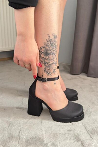 Les Passent Women's Lina Black Satin 9 cm Platform Heeled Shoes