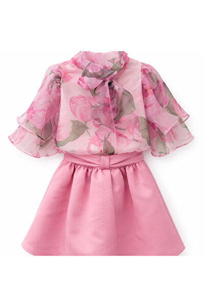 NUUR GIRLS طقم تنورة تفتا وبلوزة شيفون للفتيات من N&G طراز SKBL-313504