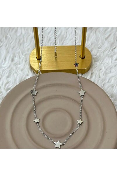 Store 316L Stainless Steel Silver Color Minimalist Row Star Figured Necklace