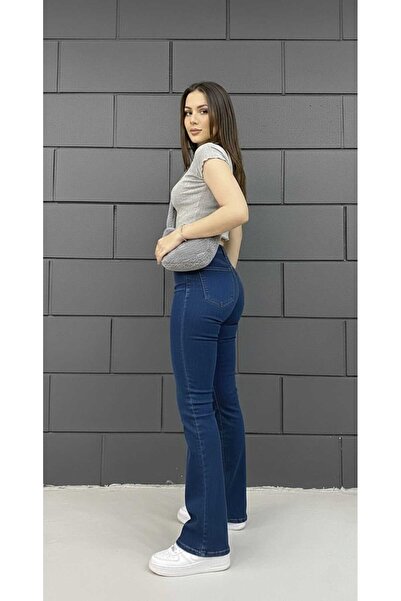Trn JNS Pantaloni de blugi spanioli Eria pentru femei material elastic albast...