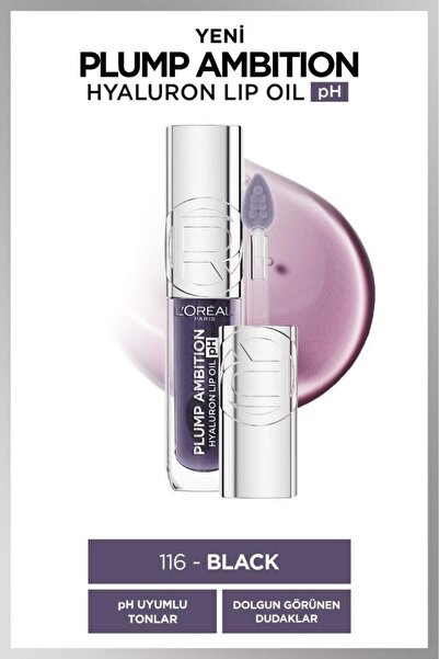 L'Oreal Paris Plump Ambition Hyaluron Lip Oil pH Dudak Parlatıcısı - 116 Black