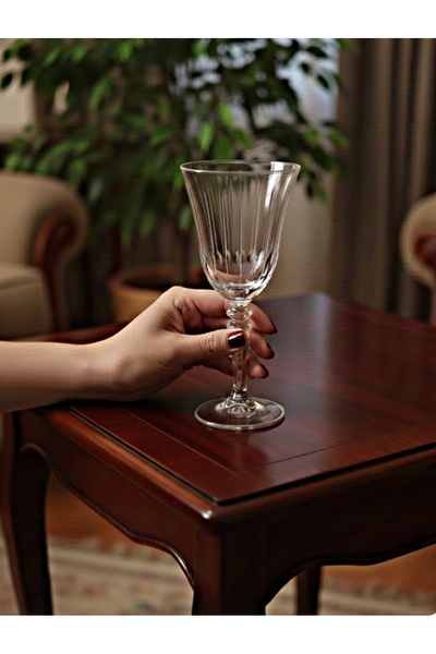 DECOSTYLE Rain Patterned Footed Glasses – 6 Pieces – Stylish & Luxurious Pres...