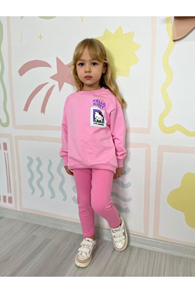 YİGİT BUTİK طقم بناتي مع بنطلون ضيق منقوش بالشخصيات