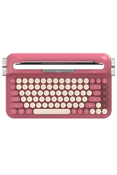 Coverzone Retro Daktilo Klavye Bluetooth & 2.4G, Standlı, Yuvarlak Tuşlu, Erg...