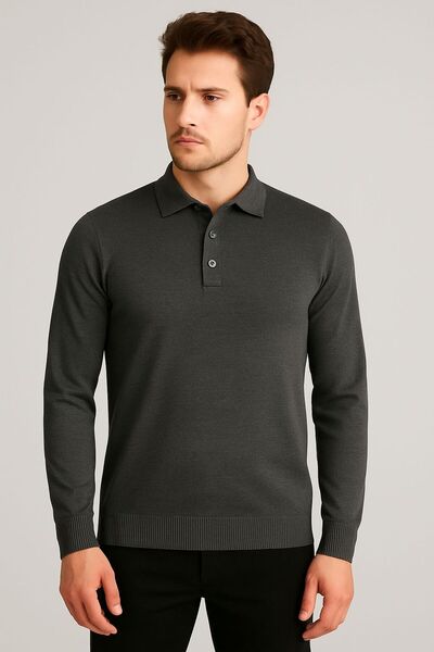 Baran Işık Half Fisherman Zip-Up Thin Wool Sweater