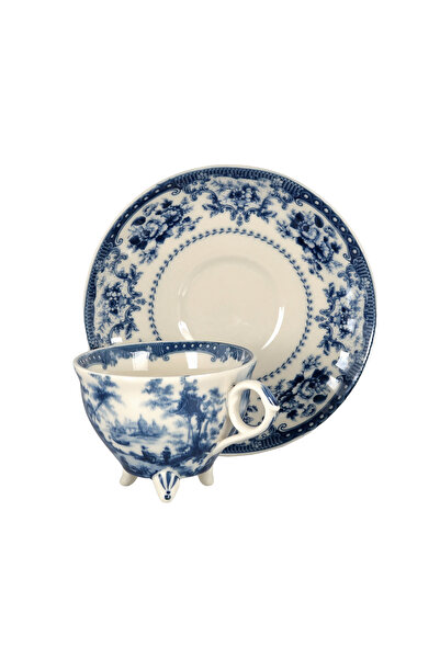 Lucky Art LYYU029 FLORANTINE 4'LÜ ÇAY FİNCAN SETİ MAVİ 225 cc