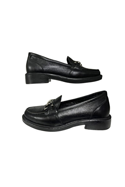 Bess Дамски черни мокасини с катарама от естествена кожа, удобни за всеки ден