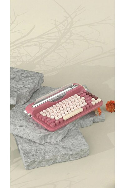 Coverzone Retro Daktilo Klavye Bluetooth & 2.4G, Standlı, Yuvarlak Tuşlu, Ergonomik, Sessiz AJAZZ AF84