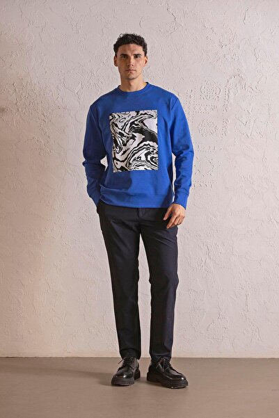 GMG FIRENZE Чорно-біла чоловіча кофта з принтом «Велосипедний комір»