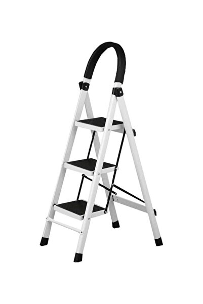 Jiffy كرسي قابل للطي بثلاث درجات، 44 بوصة، أبيض/أسود