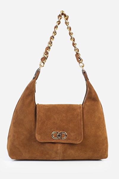 Alessia Bag حقيبة كتف من الجلد الطبيعي بتفاصيل سلسلة بروك