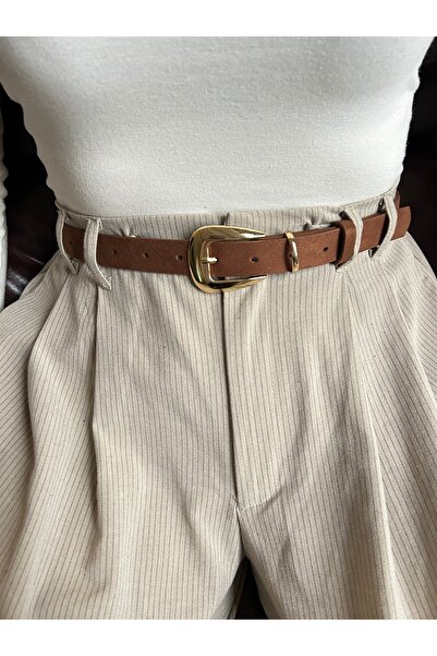 LİA KEMER Jewel Plain Patterned Suede Women's Gold Buckle Belt Jacket Belt Dr...