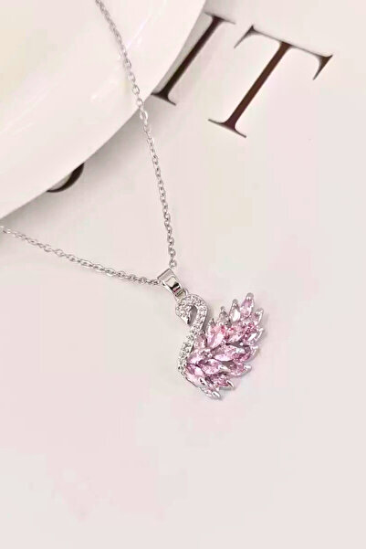 Pink Swan Steel Necklace with Pink Swan Gemstone