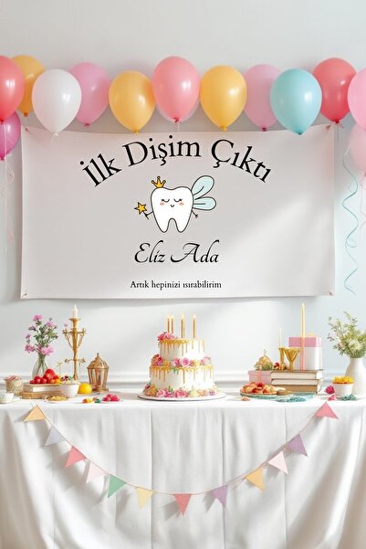 Puppetzzz Kişiye Özel Büyük Ebat Birinci Kalite Kumaş İlk Dişim Çıktı Duvar Ö...