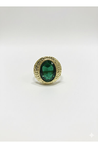 Tılsım Bijuteri Emerald Green Crystal Stone Cast Ring