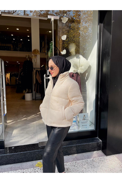 Brandi Corded Puffer Jacket Black