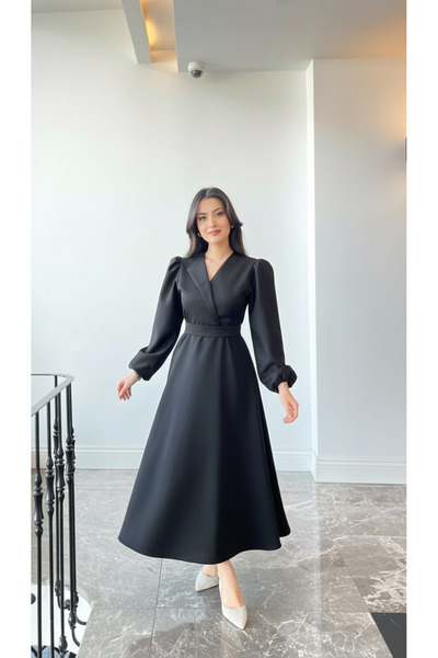 NURGENC Helen Kloş Etek Uzun Kol Abiye Elbise