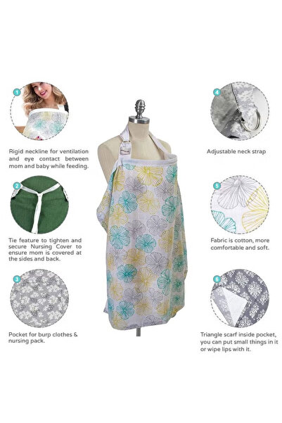 Margoun Muslin Nursing Cover for Breastfeeding, Breathable, Adjustable Neck S...