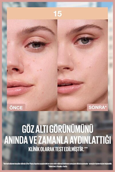 Maybelline New York Lifter Kafein ve Peptitler İçeren Nemlendiren ve Aydınlatan Kapatıcı - 15
