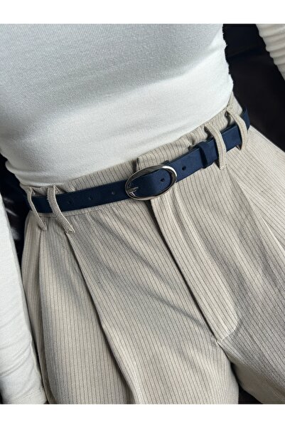 LİA KEMER Eminent Long Ring Patterned Suede Women's Silver Buckle Belt Jacket...