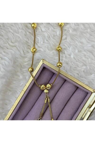 Store Lüks Gold Renk Dorika Toplu Yılan Zincir Sallantılı Kolye Kararmaz Pasl...