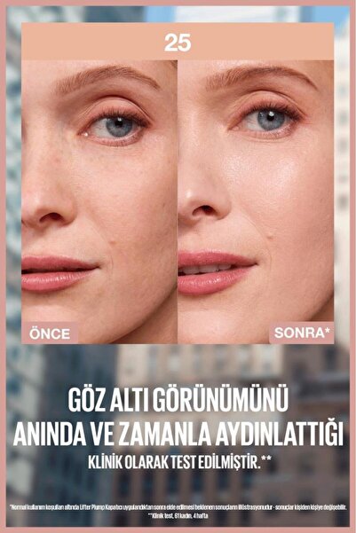 Maybelline New York Lifter Kafein ve Peptitler İçeren Nemlendiren ve Aydınlatan Kapatıcı - 25