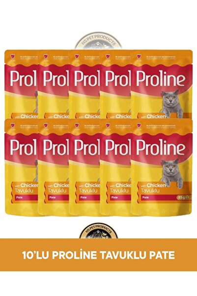 Proline Pouch Pate Tavuklu Yaş Kedi Maması Seti 10x85 gr