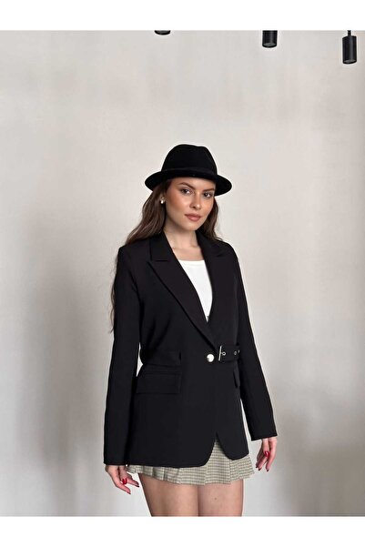 VESS MODA Belt Design Button Detailed Blazer Jacket