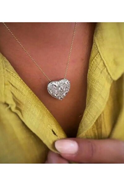 Store Luxury Baguette and Round Zircon Stone Gold Color Heart Pendant Tarnish...