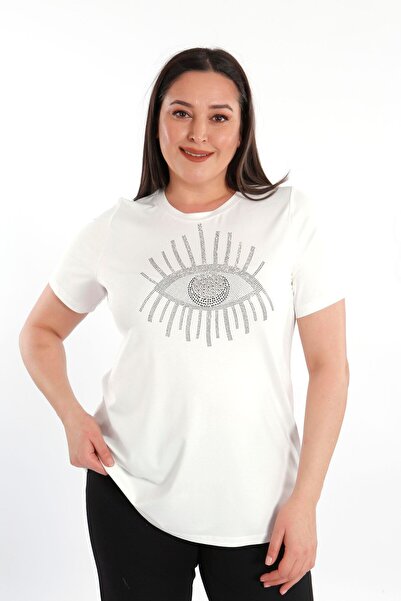 SERTUĞ Trend42plus Eye Crystal Stone cu mânecă scurtă, mărime mare, viscoză, ...