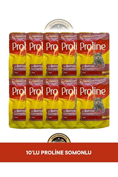 Proline Pouch Pate Somonlu Yaş Kedi Maması Seti 10x85 gr