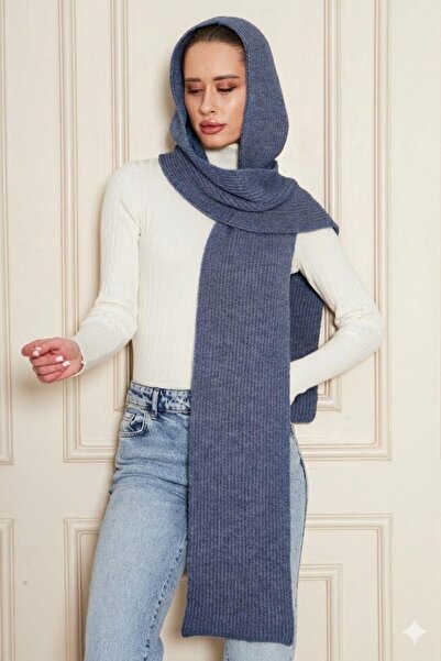 Irmak Kerekli Women's Soft Textured Hooded Scarf Thessaloniki Knitted Hooded ...