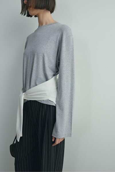 Suud Collection Gray Nara Long Sleeve Basic T-Shirt