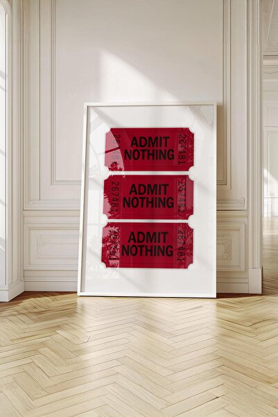 Buka Shops "Admit Nothing" İronik Biletler - Beyaz Çerçeveli Tablo