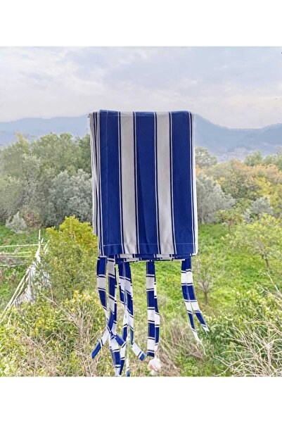 SHY TEKSTİL Luxury First-Class Elegance Blue and White Color Balcony Curtain ...