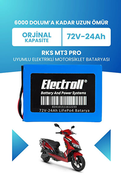 ELECTROLL Rks Mt3 Pro Uyumlu Batarya (Standart Kapasite) LiFePO4 72V 24Ah Ele...