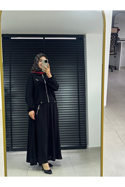 KübraTrend KADIN FERMUARLI ETEKLİ TAKIM KREP KUMAŞ TUNİK İKİLİ TAKIM