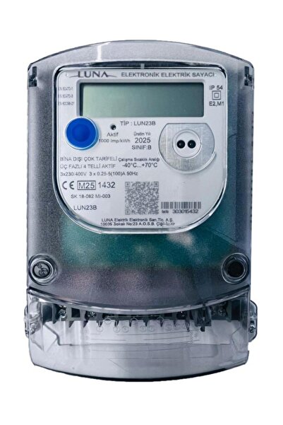 Luna Trifaze 0,25-5(100)A Elektronik Elektrik Sayacı - 3 Fazlı İşyeri Sayacı