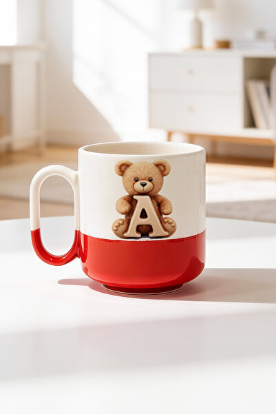 BB TRADE Letter a Teddy Bear Designed Ceramic Printed Pro Mug Cup 330ml