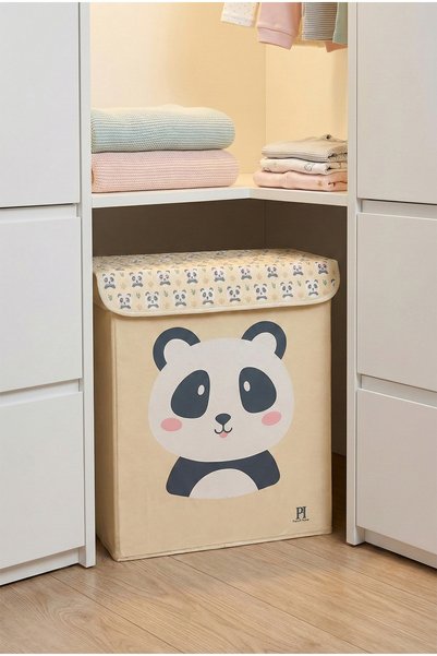 PH Prendi Home Panda Desen Büyük Boy Kapaklı Kirli Çamaşır Oyuncak Düzenleyic...