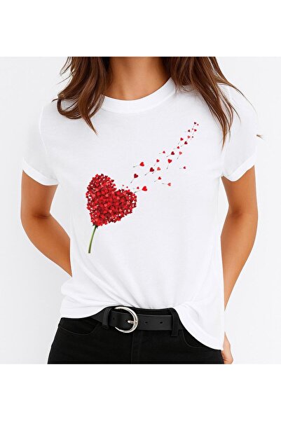 OEM Tricou de damă din bumbac 100% cu flori roșii