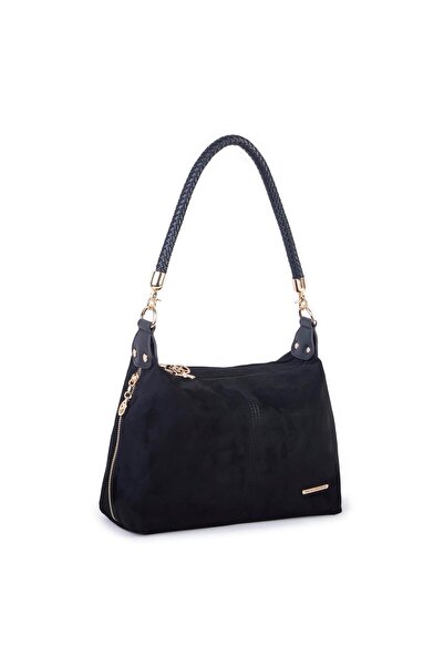 Nas Bag Women's Stylish Shoulder and Crossbody Bag Black Suede