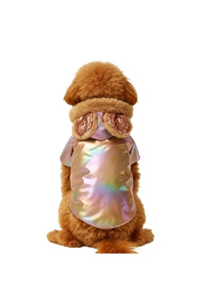 GedyCo Shiny Mocha Sequined Thick Plush Small Breed Dog Coat
