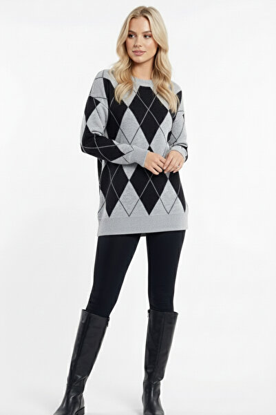 ABAY GİYİM Crew Neck Diamond Patterned Knitwear Sweater