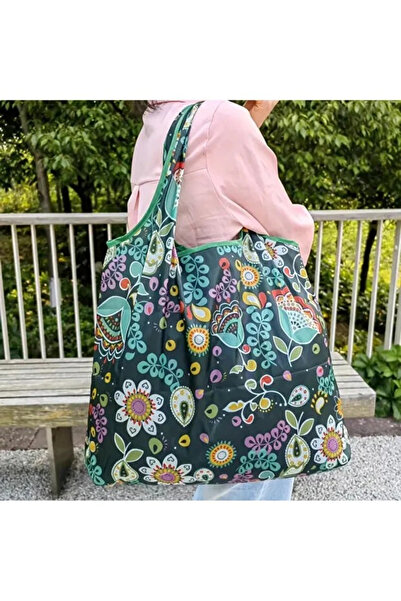 TATA CRAFT Katlanabilir Alışveriş Çantası Polyester Yıkanabilir Cep katlamalı...